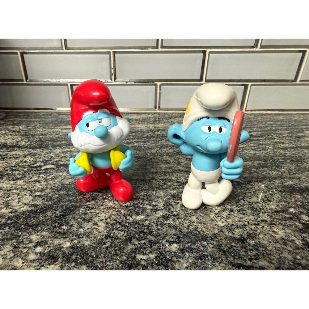 Vintage Smurfs PVC Figures Papa Smurf and Vanity Smurf 3 Inch Toy Lot
